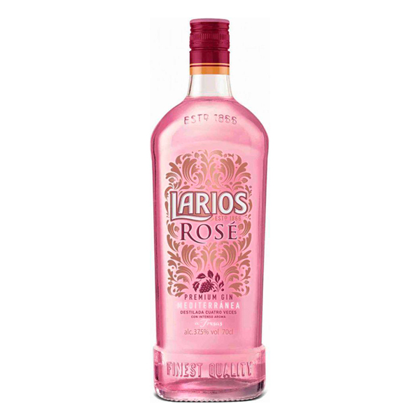 Destilados: Gin Larios Rosé 700ml - O Larios Rosé é um gin com adição de morangos, produzido na Espanha, somente com ingredientes naturais. É a marca de gin mais vendida na Espanha, com mais de 150 anos de história. Hoje pertence ao grupo Beam Suntory.Possui aromas caracter