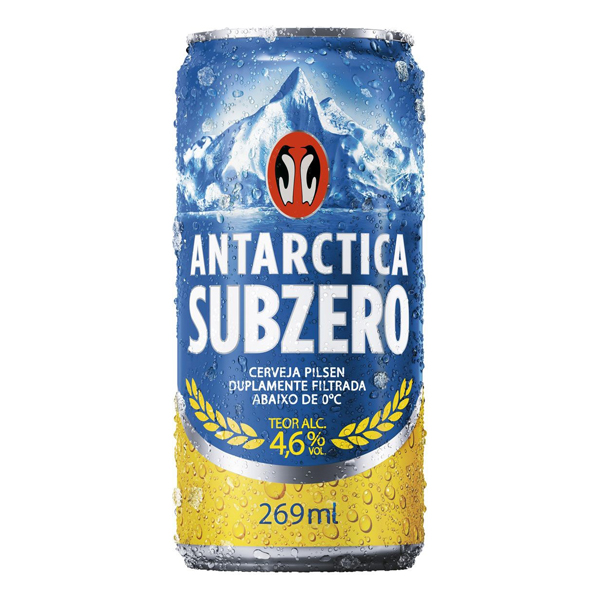 Cerveja: Antarctica Sub Zero 269ml - De tipo pilsen, caracterizado pela cor dourada, a Antarctica Sub Zero possui baixa fermentação e espuma mais duradoura. Seu diferencial é uma combinação de um líquido elaborado que a torna mais suave e refrescante. Teor Alcoólico 4,5%.