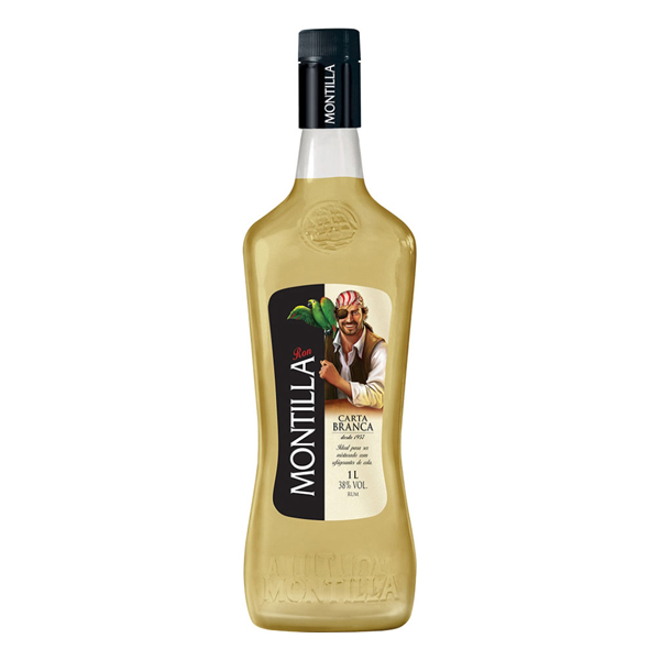 Destilados: Rum Montilla Carta Branca 1L - O rum Montilla Carta Branca é caracterizado por suas notas de baunilha e frutas, além de apresentar um paladar macio e suavemente cítrico.