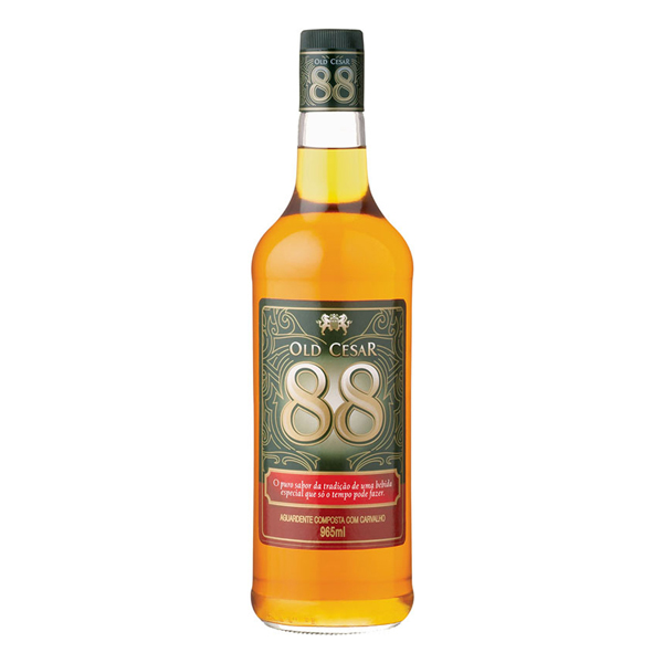 Cachaça e Coquiteis: Aguardente Old Cesar 88 965ml - Aguardente de cana envelhecida em barris de carvalho, trazendo assim, um especial sabor e aroma.