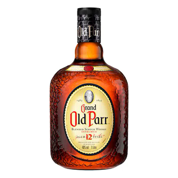 Destilados: Whisky Escocês Grand Old Parr 12 Anos 1L - Criado em celebração à vida de Thomas Parr, um blend elegante e vibrante, com notas profundas e personalidade suave, porém marcante.