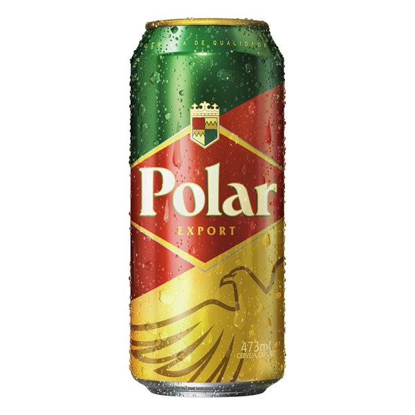 LATÃO 473 ML: Polar Export Lata 473ml - É a maior e mais antiga marca regional da AmBev. Composta de extrato primitivo comum, tem cor clara, é produzida com baixa fermentação e possui aroma, sabor e amargor suaves.