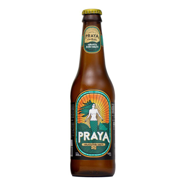 Cerveja: Praya Puro Malte Long Neck 355ml - Se você é um fã dessa bebida tão apreciada, não pode deixar de experimentar a Praya Puro Malte 355ml, uma cerveja Lager única que traz coloração amarelo ouro, espuma cremosa e sabor marcante.