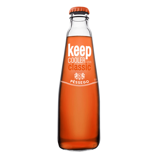 Destilados: Aurora Keep Cooler Pêssego 275ml - Bebida gaseificada, refrescante, elaborada com vinho branco de mesa, suco de uva branco integral, suco e aroma natural de frutas.