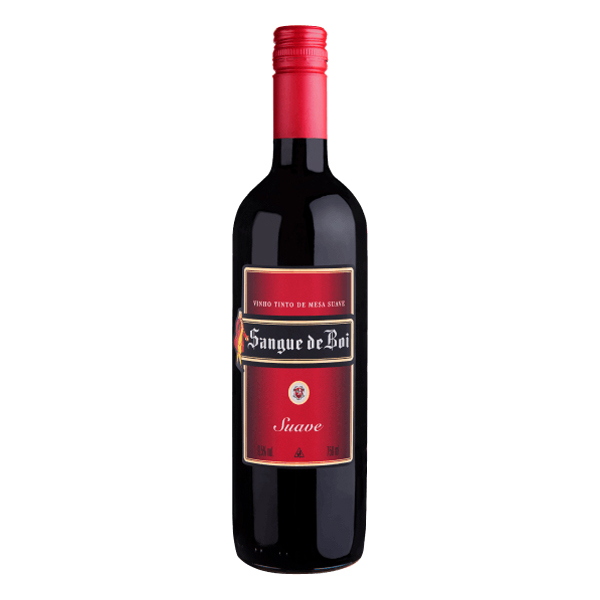 Vinhos Nacionais e Importados: Vinho Nacional Sangue de Boi Tinto Suave 750ml - O Vinho Sangue de Boi Suave possui um sabor encorpado e levemente adocicado. Acompanha massas, carne, frango, churrasco e queijos médios.