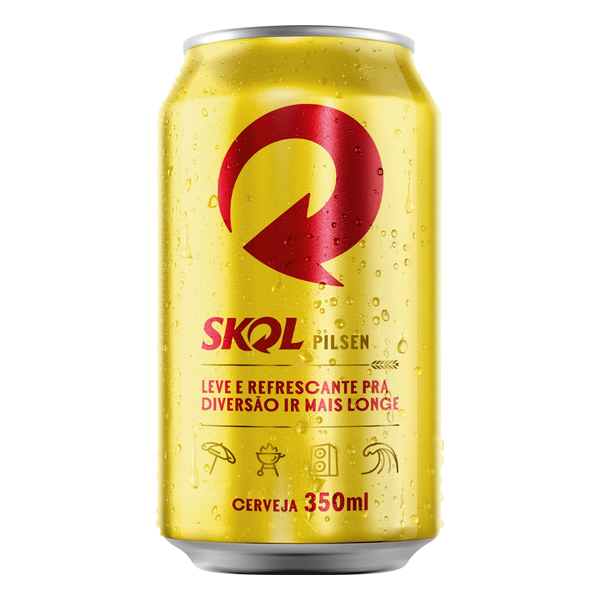 Cerveja: Skol Lata 350ml - A cerveja que desce redondo. A perfeita combinação de água, malte e lúpulo – sempre dourada e geladinha pra você apreciar nos melhores momentos.