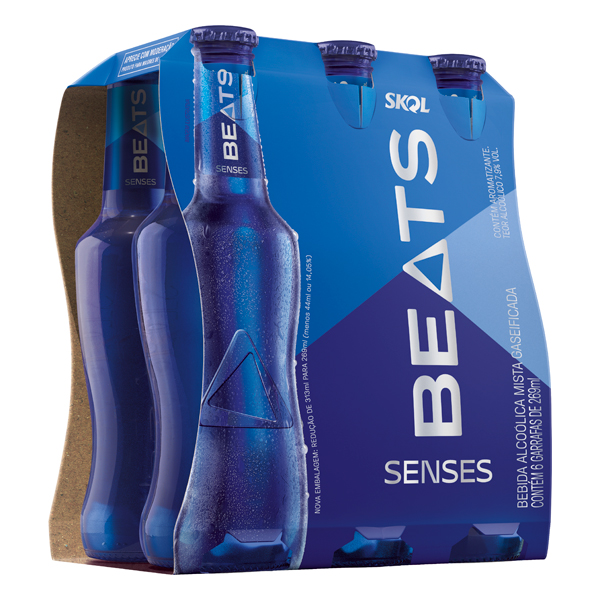 Drinks: Skol Beats Senses Long Neck 269ml (Pack 06 Unidades) - Que tal ter em sua geladeira uma bebida diferenciada para dar um toque especial àquela reunião com os amigos? A melhor sugestão é a saborosa e inovadora Cerveja Skol Specialty Beer Beats Senses Ale, da Ambev. Classificada na família Ale, o