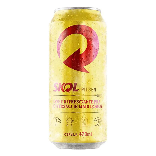LATÃO 473 ML: Skol Lata 473ml - A cerveja que desce redondo. A perfeita combinação de água, malte e lúpulo – sempre dourada e geladinha pra você apreciar nos melhores momentos.