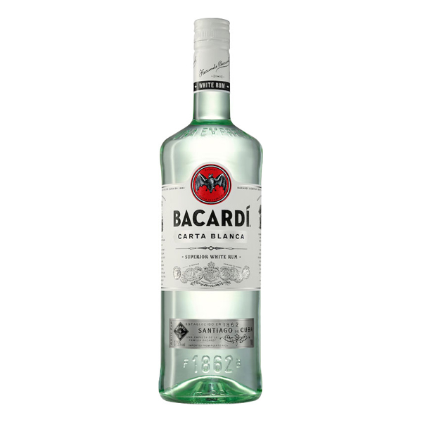Rum: Rum Bacardi Carta Branca 700ml - Elaborado a partir de destilado alcoólico simples de melaço envelhecido. O Bacardi Carta Blanca é o principal representante da origem, arte e autenticidade de Bacardi. Desde 1862, ele carrega o bat device de Bacardi como seu símbolo. A sua