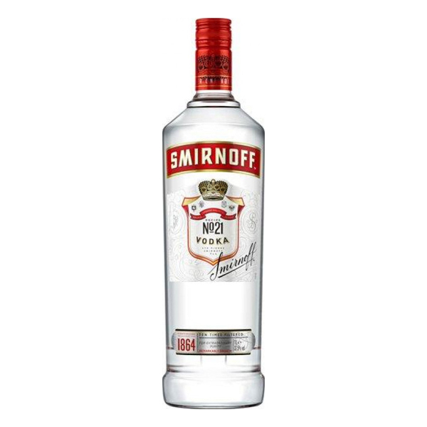 Destilados: Vodka Smirnoff Red 998ml - Destilada 3 vezes para garantir a qualidade, a Smirnoff é produzida a partir do alcool de cereais e tem fragrância leve, ideal para preparo de drinks ou consumo puro. Seu teor alcoólico é de 37,5%. Produto destinado a adultos.
