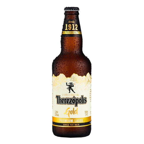Cerveja: Therezópolis Gold Premium Lager Vidro 500ml - Therezópolis Gold é uma legítima cerveja Puro Malte das montanhas, que encanta apreciadores desde 1912. Sua receita traz a combinação especial de maltes nobres e lúpulos aromáticos, um agradável amargor, corpo leve e uma belíssima cor ouro.
