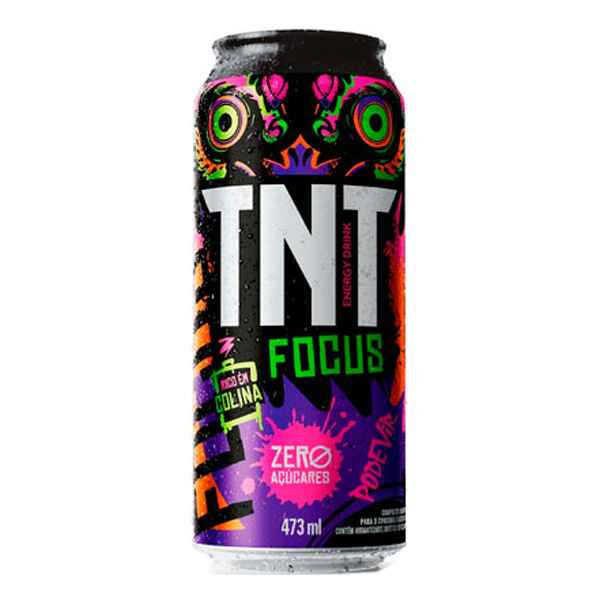 Energéticos: Energético TNT Focus Zero Açúcar 473ml - Focus é o mais novo sabor de TNT. Sua fórmula contém Colina, uma substância que proporciona maior foco, ideal para quem possui uma rotina que exige muita concentração. Zero Açúcares.