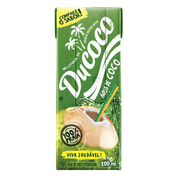 Energéticos: Gelo de Coco Ducoco 200ml - O produto é feito com a tradicional água Ducoco, retirada diretamente da fruta, e ajuda a hidratar e a repor, de forma natural, os líquidos e sais minerais do corpo.