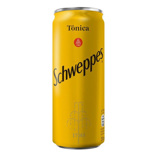 Refrigerante: Água Tônica Schweppes Sem Açúcar Lata 310ml - A Água Tônica Schweppes Sem Açúcar é uma bebida extremamente refrescante, perfeita para aqueles momentos em que você deseja saborear uma opção sem açúcar. Feita com água gaseificada e extrato vegetal de quinino, ela possui aquele gostinho d