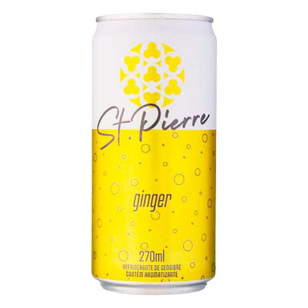 Refrigerantes: Água Tônica St. Pierre Ginger Lata 270ml - Ao longo de 02 anos de estudos e pesquisas, inspirados na qualidade das tônicas fabricadas na Europa e de referência mundial, chegamos ao equilíbrio perfeito entre os ingredientes somado à alta quantidade de extrato de quinino e criamos uma