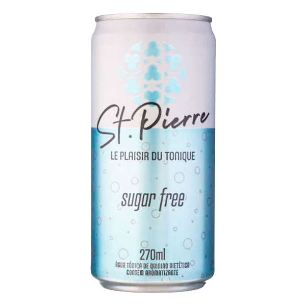 Refrigerantes: Água Tônica St. Pierre Sugar Free Lata 270ml - A Água Tônica St. Pierre Sugar Free tem o equilíbrio perfeito entre os ingredientes somado à alta quantidade de extrato de quinino.