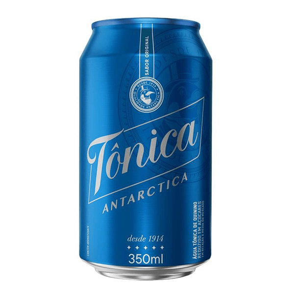 Água: Água Tônica Antarctica Lata 350ml - Antarctica é fabricante de cerveja no mercado desde 1889, e posteriormente estendeu sua produção no ramo de bebidas.