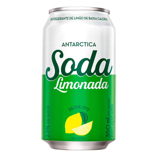 Refrigerantes: Soda Antarctica Zero Açúcar Lata 350ml - Refresque seu dia com a Soda limonada antarctica, ideal para acompanhar lanches, churrascos, refeições e até pizza! Com fórmula exclusiva, composta basicamente de água gaseificada e sucos de frutos naturais, é perfeito para qualquer ocasião
