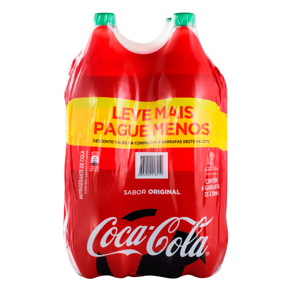 Bebidas Teste Programa Fidelidade: Coca Cola 2L Leve Mais Pague Menos | Com 4 Unidades - Com sabor inconfundível e único, a Coca-Cola Original é o refrigerante mais tradicional e consumido no mundo inteiro!