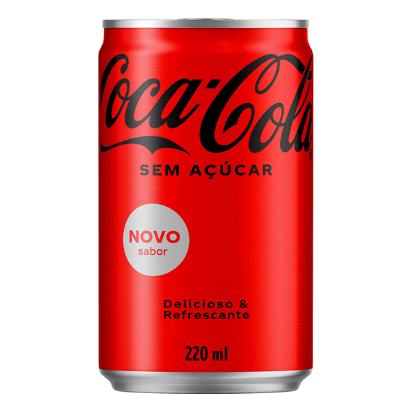 Refrigerante: Coca-Cola Original Zero Açúcar Lata 220ml - Aquele delicioso sabor que todo mundo já conhece, ideal para matar sua sede, para acompanhar refeições ou tomar ao longo do dia, experimente com gelo.