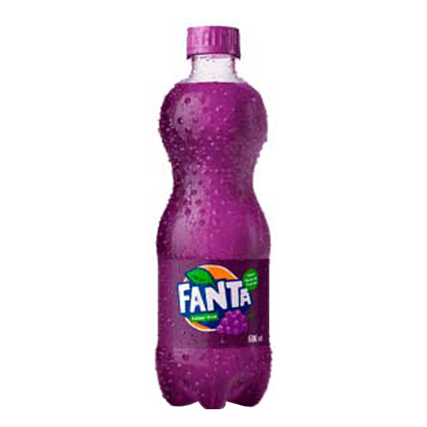 Refrigerante: Fanta Uva 500ml - O delicioso refrigerante de fruta feito com 5,5% de suco de uva e limão e 28% menos açúcares em relação à média de mercado.