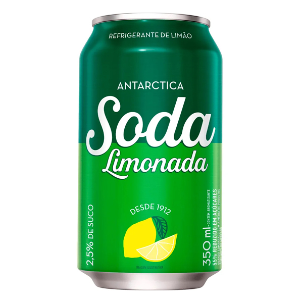 Refrigerante: Soda Antarctica Lata 350ml - Refresque seu dia com a Soda Limonada Antarctica.