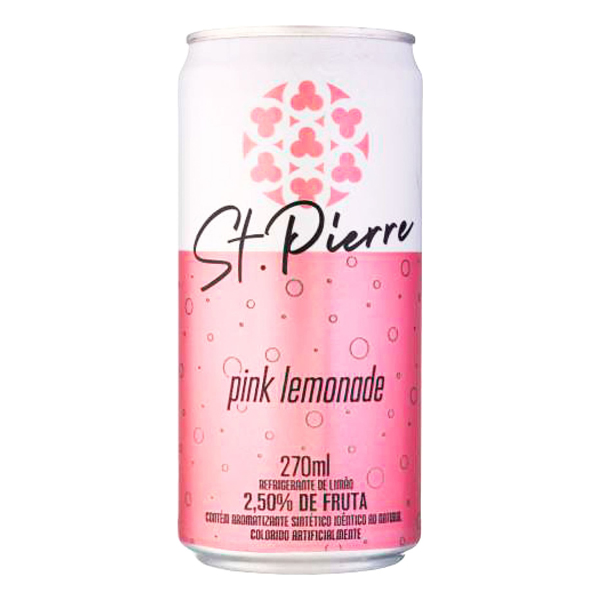 Refrigerantes: St. Pierre Pink Lemonade Lata 270ml - O Refrigerante St. Pierre Pink Lemonade é um refrigerante delicioso. As framboesas de sua composição proporcionam um sabor bem original, ao mesmo tempo que o limão destaca o toque cítrico da bebida.