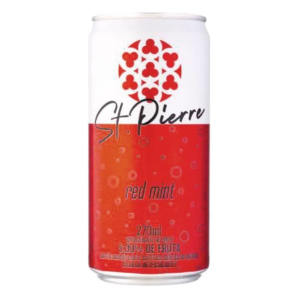 Refrigerantes: St. Pierre Red Mint Lata 270ml - O Refrigerante St. Pierre Red Mint é uma mistura incrível de sensações, cobinando a doçura da melancia e do morango, com o sabor da maçã e o frescor da hortelã. Pronto para beber, pode ser levado para onde quiser.