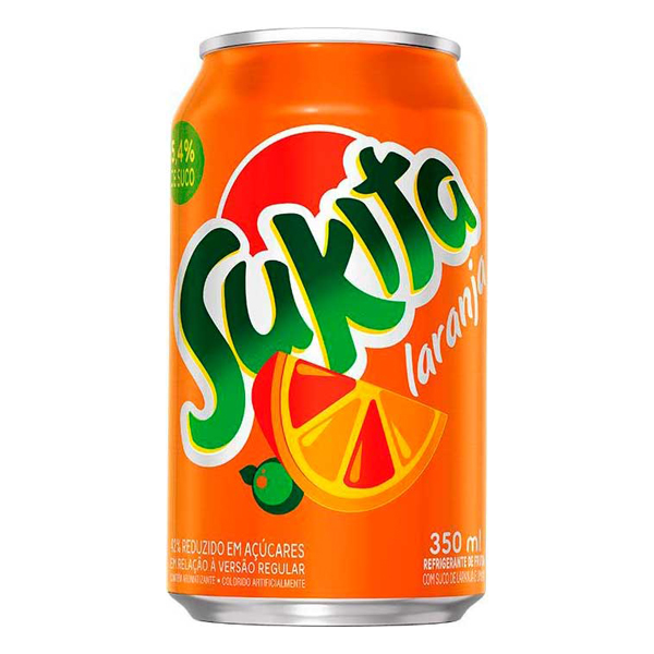 Refrigerante: Sukita Laranja Lata 350ml - Sukita é o sabor inconfundível da combinação de água gaseificado com suco natural de laranja, um dos refrigerante mais históricos do Brasil!