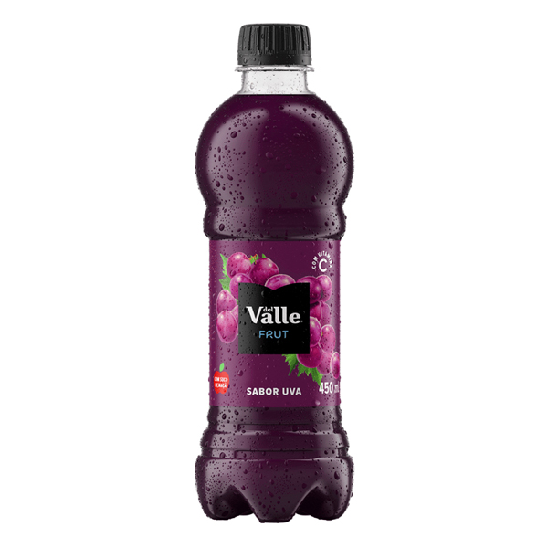 Suco: Del Valle Frut Uva Pet 450ml - Del Valle Frut traz para as refeições em família as cores vibrantes e o sabor das frutas. As novas receitas são deliciosas, têm 60% menos açúcares que a média do mercado e são fonte de vitamina C.