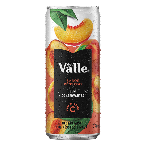 Sucos: Del Valle Pêssego Lata 290ml - Del Valle sucos acredita que quem planta amor, colhe carinho. Por isso, seleciona as melhores frutas para levar os melhores produtos até a sua família.