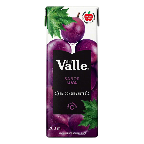 Suco: Del Valle Uva e Maçã 200ml - Este produto faz parte de uma tem uma linha completa para quem busca cor, sabor e todos os nutrientes e vitaminas que as frutas oferecem. Del Valle NectarA mais tradicional e deliciosa experiência em sucos. Delicioso sabor uva.