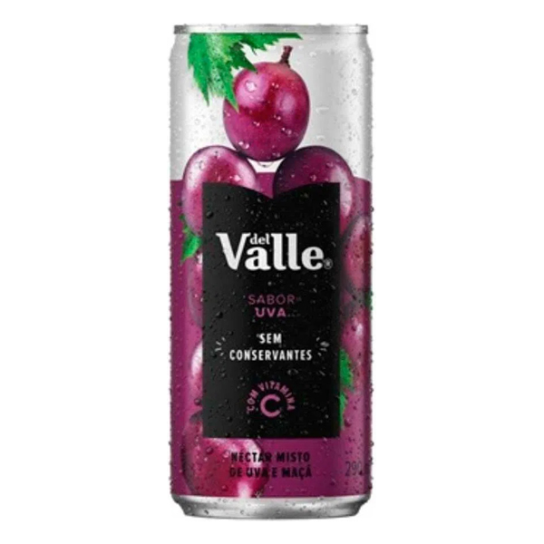 Sucos: Del Valle Uva Lata 290ml - Del Valle sucos acredita que quem planta amor, colhe carinho. Por isso, seleciona as melhores frutas para levar os melhores produtos até a sua família.