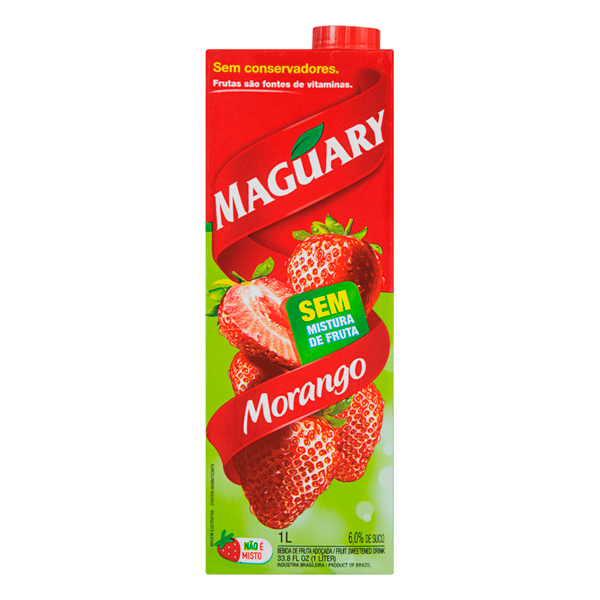 Sucos: Maguary Morango 1L - Vai uma bebida especial e cheia de sabor para deixar as refeições e cafés de toda a família ainda mais saudáveis? Uma das melhores opções do mercado para ter à mesa é o suco pronto Maguary, da EBBA.