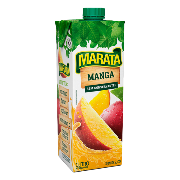 Suco: Maratá Manga 1L - Com frutas selecionadas, sem adição de açúcar e livre de conservantes.
