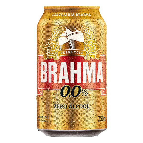 ZERO ÁLCOOL: Brahma Zero Álcool Lata 350ml - O mesmo sabor da Brahma, completamente sem álcool. Brahma 0,0 tem sabor predominante de malte e notas frutadas e de lúpulo. É leve, com sabor clássico de cervejas de baixa fermentação.