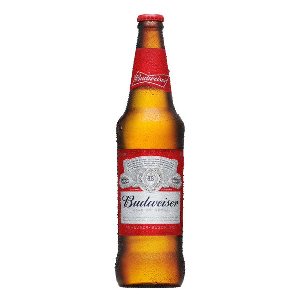 Cervejas: Budweiser Garrafa 600ml - A cerveja Budweiser é uma standard American lager de sabor leve, cor clara e aroma discreto. As lascas de beechwood, madeira especial utilizada no processo de fermentação e maturação da Budweiser, conferem um sabor equilibrado, marcante no