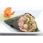 Temaki: Especial - Salmão Grelhado, Arroz, Cream Cheese, Cebolinha, gergilim e Alga (FRIO)