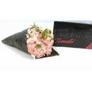 Temaki: Philadelfia - Salmão, Arroz, Cream Cheese, Cebolinha, Gergelim, Alga (FRIO)
