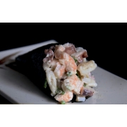 Temaki: Camarão - Camarão, Arroz, Cream Cheese, Cebolinha, Gergelim, Alga (FRIO)