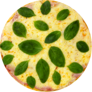 Tradicionais: Saborosa - Pizza Broto (Ingredientes: Cobertura de Mussarela, Manjericão, Molho, Orégano, Presunto)