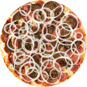 Tradicionais: Mafiosa - Pizza Grande (Ingredientes: Berinjela, Calabresa Apimentada, Cebola Fatiada, Molho, Mussarela, Orégano)