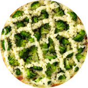 Tradicionais: Brócolis c/ Catupiry - Pizza Broto (Ingredientes: Brócolis, Catupiry, Molho, Mussarela, Orégano)