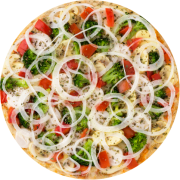 Especiais: Vegetariana - Pizza Broto (Ingredientes: Brócolis, Cebola, Champignon, Molho, Mussarela, Orégano, Palmito, Tomate)