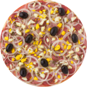 Especiais: Portuguesa - Pizza Broto (Ingredientes: Azeitona, Calabresa, Cebola, Molho, Mussarela, Orégano, Ovos, Presunto)