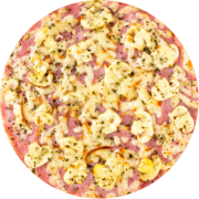 Especiais: Presunto e Champignon - Pizza Broto (Ingredientes: Champignon, Molho, Mussarela, Orégano, Presunto, Provolone)