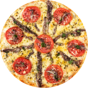 Especiais: Anchovas - Pizza Grande (Ingredientes: Anchovas, Molho, Mussarela, Orégano, Parmesão, Tomate em Rodelas)