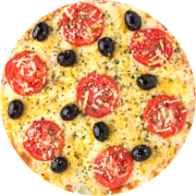 Especiais: Napolitana - Pizza Broto (Ingredientes: Azeitona, Molho, Mussarela, Orégano, Parmesão, Tomate em Rodelas)