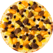 Doces Tradicionais: Califórnia - Pizza Broto (Ingredientes: Abacaxi, Figo, Mussarela, Pêssego, Uva Passa)