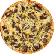 Premium: Filé e Provolone - Pizza Broto (Ingredientes: Iscas de Filé, Molho, Mussarela, Orégano, Provolone)